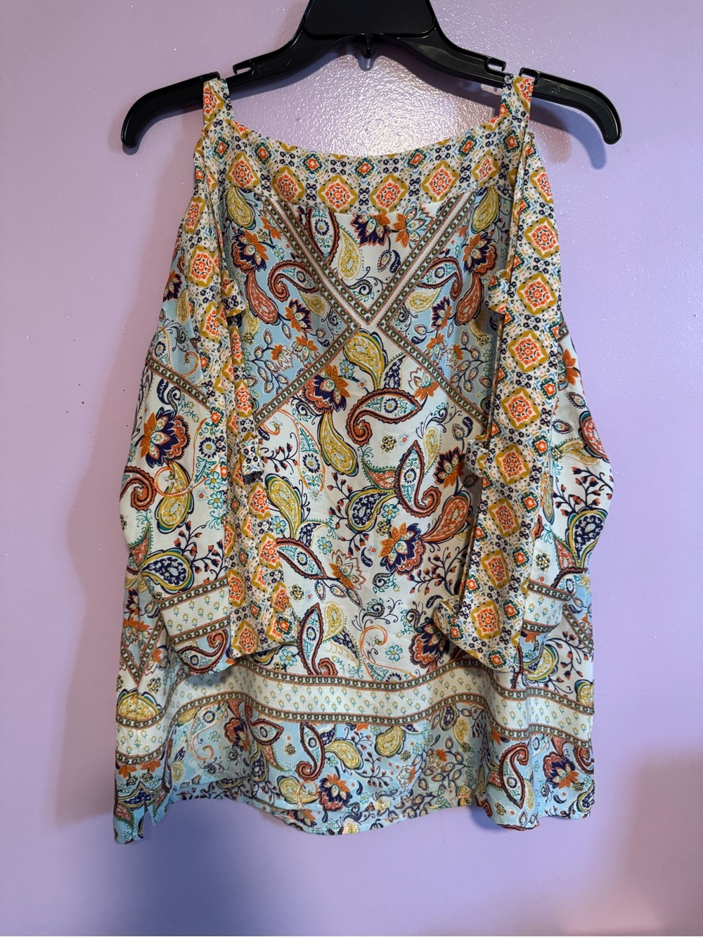 Paisley Cold-Shoulder Camisole Top - Cream Multi